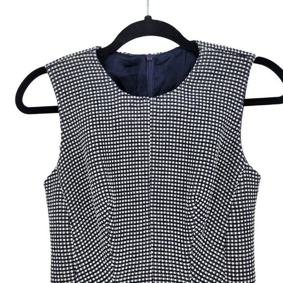 Thakoon Sleeveless Pleated Skater Mini Dress 6 Navy Geometric Polka-dot Italy - Picture 4 of 12